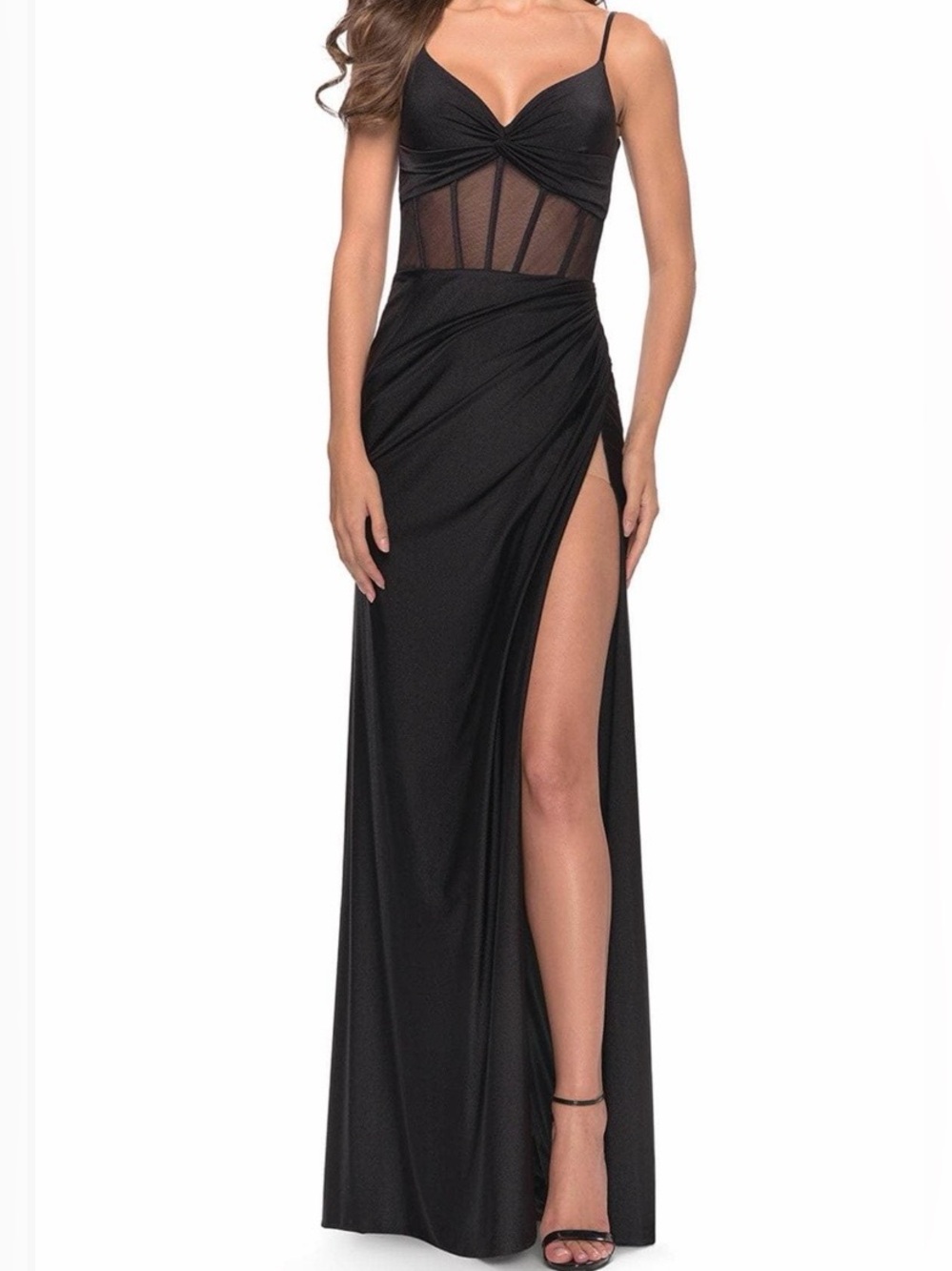 La Femme 31229 - Sweetheart Sheer Corset Long Prom Dress